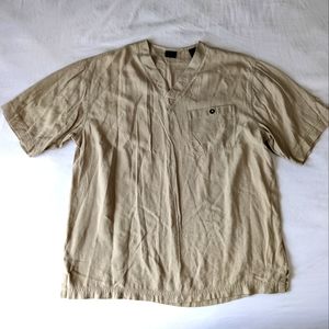 Neutral Minimalist Silk Tan Top Axis LA Women's Size Medium